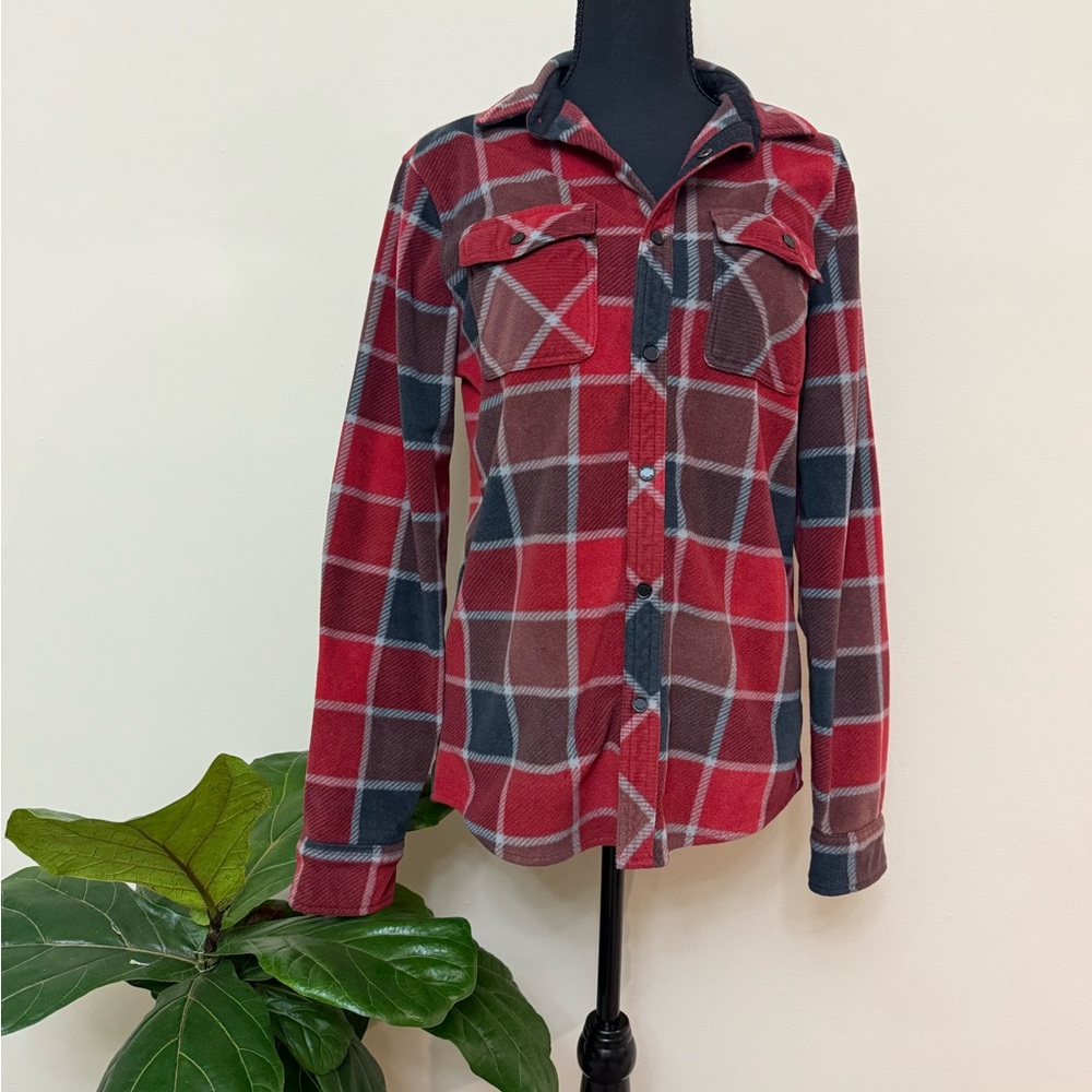 O’Neill Red and Gray Plaid Men's Shirt Shacket Small